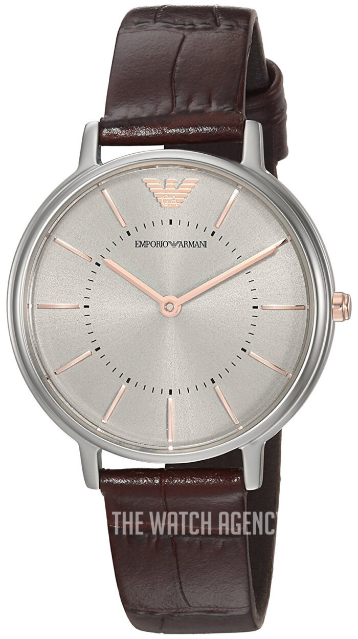 Emporio Armani Dress Quartz Silver Dial Brown Leather Strap Watch For Women - AR11063 - Image 2